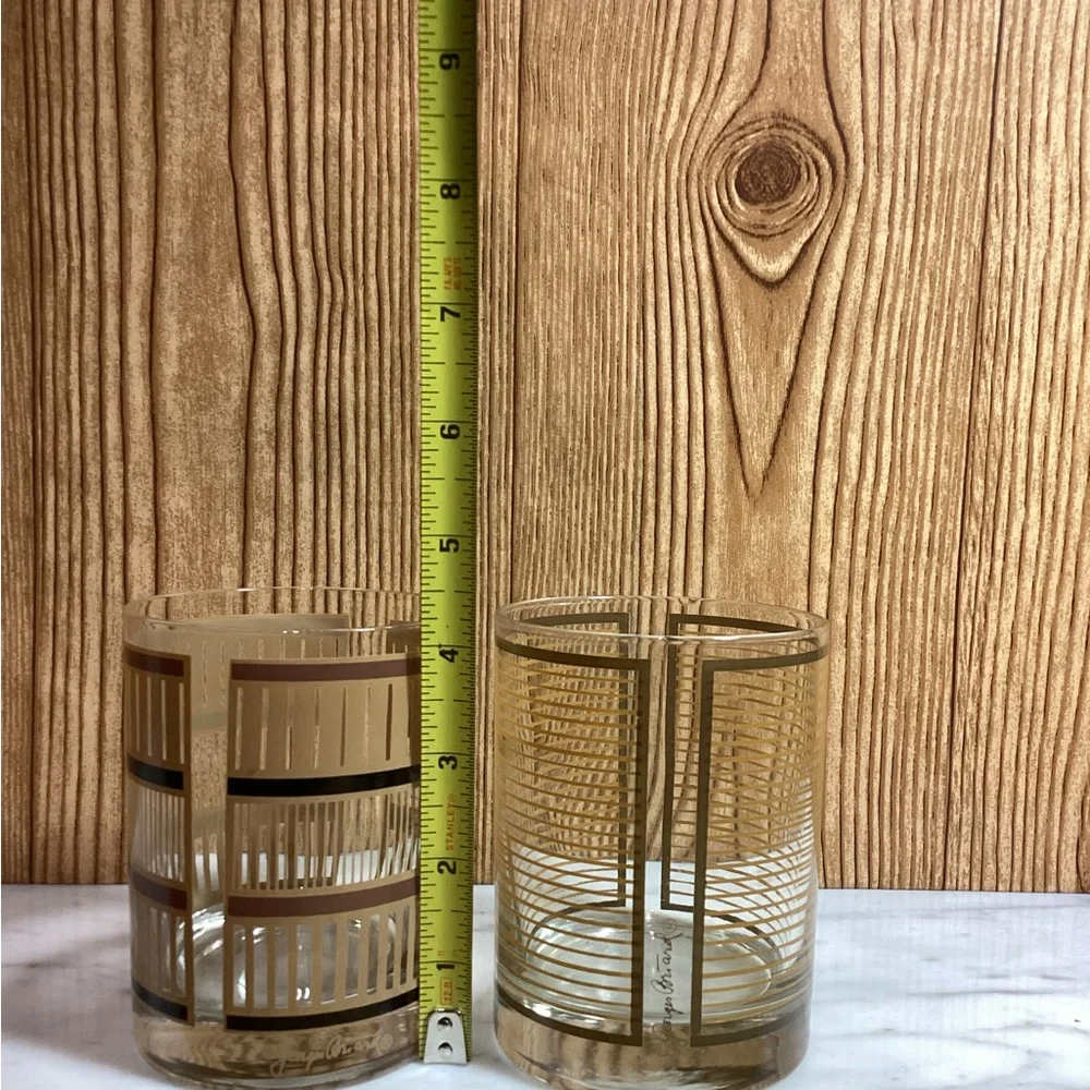 George Briard Elegant Gold and Brown Whiskey Glasses set of 2